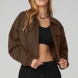 Alo Renown Cropped Button-up Jacket in Espresso 🤎